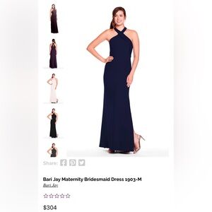 Bari Jay Navy One-Shoulder Maternity Dress
